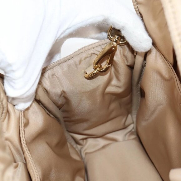 PRADA Hand Bag Nylon 2way Beige Gold Auth 118908SM - Picture 13 of 16